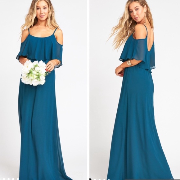 Show Me Your MuMu Dresses & Skirts - | Show Me Your MuMu | Caitlin Ruffle Maxi Dress Deep Jade Chiffon. Size S.*